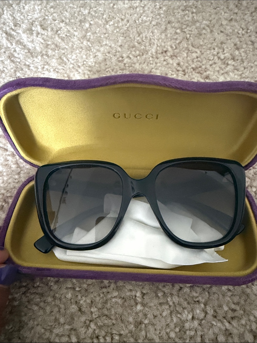 Gucci Black Oversized Square Sunglasses with Gradient Gray Lenses